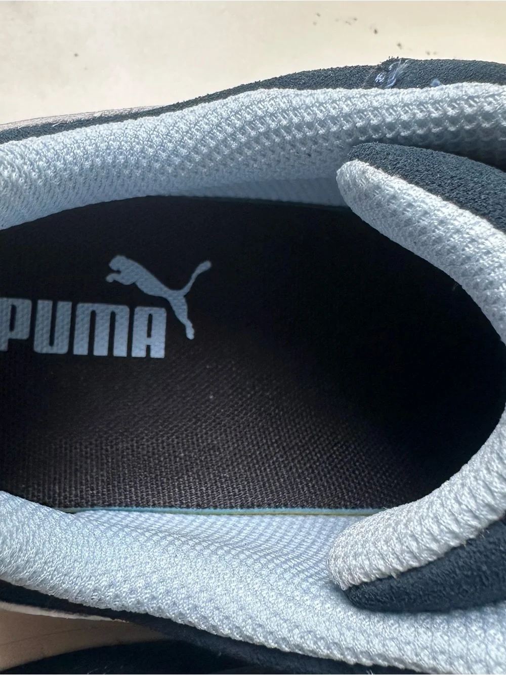 Puma Safety Shoes Men's Size 10 Navy Blue Suede Slip Resistant Work Sneakers